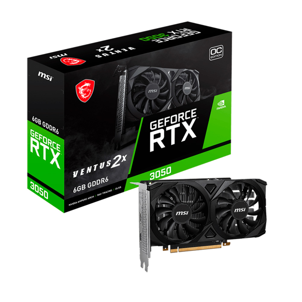 Placa de video MSI GeForce RTX3050 Ventus 2X OC 6Gb GDDR6
